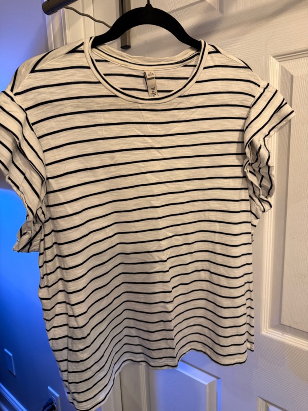 torrid White and Black Striped Short Sleeve Crewneck Tee